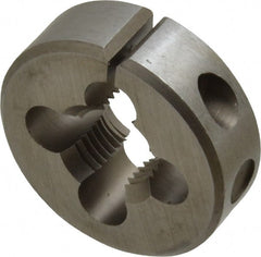 Irwin Hanson - 9/16-18 UNF Thread, 1-1/2" Outside Diam Carbon Steel Round Die - 1/2" Thick, Left Hand Thread, Adjustable - Exact Tooling