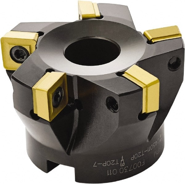 Seco - 100mm Cut Diam, 32mm Arbor Hole, 11mm Max Depth of Cut, 87° Indexable Chamfer & Angle Face Mill - 7 Inserts, SC.. 1206 Insert, Right Hand Cut, Through Coolant, Series R220.79 - Exact Tooling