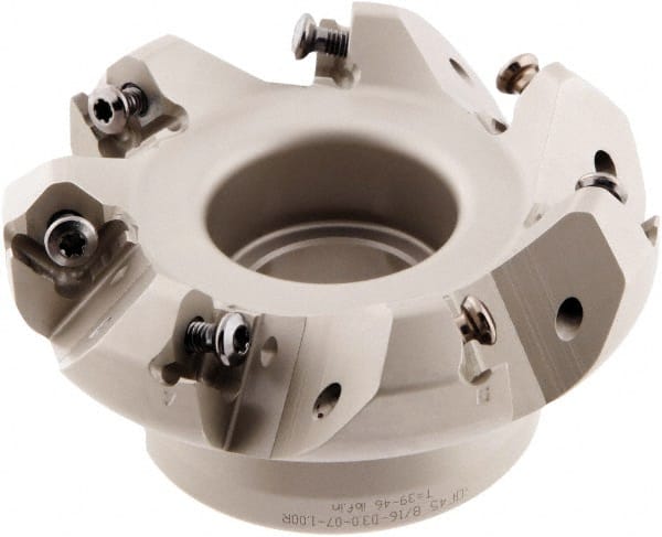 Iscar - 3" Cut Diam, 1" Arbor Hole, 0.138" Max Depth of Cut, 45° Indexable Chamfer & Angle Face Mill - 7 Inserts, ONHU 0505\xB6OXMT 0507\xB6S845 SN.U 1305 Insert, Right Hand Cut, 7 Flutes, Series Helido - Exact Tooling