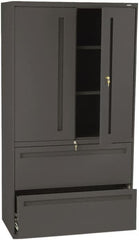 Hon - 36" Wide x 67" High x 19-1/4" Deep, 2 Drawer Lateral File with Lock - Steel, Charcoal - Exact Tooling