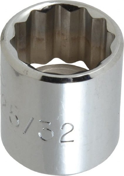 Proto - 25/32", 3/8" Drive, Standard Hand Socket - 12 Points, 1-3/16" OAL, Alloy Steel, Chrome Finish - Exact Tooling