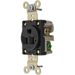 Hubbell Wiring Device-Kellems - 125V 20A NEMA 5-20R Industrial Grade Black Straight Blade Single Receptacle - Exact Tooling