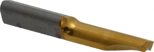 HORN - 15mm Cutting Depth, 4.5mm Diam, Internal Thread, Solid Carbide, Single Point Threading Tool - TiN Finish, 30mm OAL, 2.1mm Projection from Center, 1mm Max Pitch, 60° Profile Angle - Exact Tooling