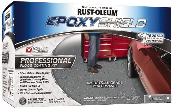 Rust-Oleum - 2 Gal (2) One Gallon Cans Gloss Dark Gray 2 Part Epoxy Floor Coating - <250 g/L VOC Content - Exact Tooling