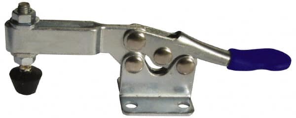 Gibraltar - 200 Lb Holding Capacity, Horizontal Handle, Manual Hold Down Toggle Clamp - 70° Handle Movement, 90° Bar Opening, U-Bar, Flanged Base, Carbon Steel - Exact Tooling