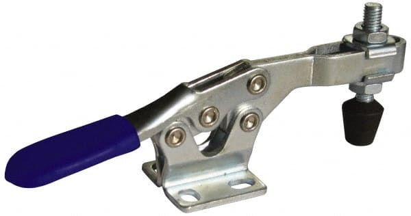 Gibraltar - 500 Lb Holding Capacity, Horizontal Handle, Manual Hold Down Toggle Clamp - 70° Handle Movement, 90° Bar Opening, U-Bar, Flanged Base, Carbon Steel - Exact Tooling