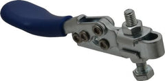 Gibraltar - 60 Lb Holding Capacity, Horizontal Handle, Manual Hold Down Toggle Clamp - 80° Handle Movement, 90° Bar Opening, U-Bar, Left Flanged Base, Carbon Steel - Exact Tooling