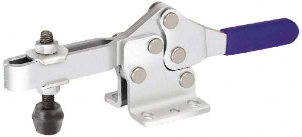 Gibraltar - 200 Lb Holding Capacity, Horizontal Handle, Manual Hold Down Toggle Clamp - 61° Handle Movement, 91° Bar Opening, U-Bar, Flanged Base, Electro-Plated Zinc, Carbon Steel - Exact Tooling