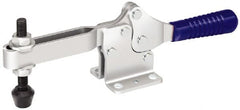 Gibraltar - 750 Lb Holding Capacity, Horizontal Handle, Manual Hold Down Toggle Clamp - 59° Handle Movement, 93° Bar Opening, U-Bar, Flanged Base, Electro-Plated Zinc, Carbon Steel - Exact Tooling