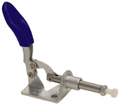 Gibraltar - 100 Lb Load Capacity, Flanged Base, Carbon Steel, Standard Straight Line Action Clamp - 3 Mounting Holes, 0.18" Mounting Hole Diam, 1/4" Plunger Diam, Thumb Handle - Exact Tooling