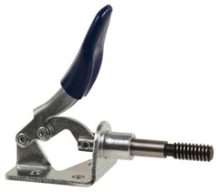 Gibraltar - 100 Lb Load Capacity, Flanged Base, Carbon Steel, Standard Straight Line Action Clamp - 3 Mounting Holes, 0.18" Mounting Hole Diam, 1/4" Plunger Diam, Thumb Handle - Exact Tooling