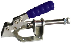 Gibraltar - 300 Lb Load Capacity, Flanged Base, Carbon Steel, Standard Straight Line Action Clamp - 0.22" Mounting Hole Diam, 0.44" Plunger Diam, Straight Handle - Exact Tooling