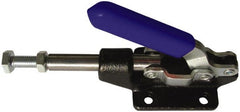 Gibraltar - 600 Lb Load Capacity, Flanged Base, Carbon Steel, Standard Straight Line Action Clamp - 0.22" Mounting Hole Diam, 0.44" Plunger Diam, Straight Handle - Exact Tooling