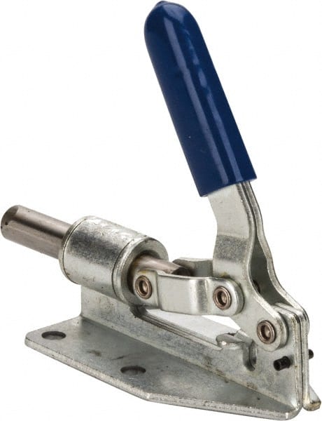 Gibraltar - 300 Lb Load Capacity, Flanged Base, Carbon Steel, Standard Straight Line Action Clamp - 0.2" Mounting Hole Diam, 1/2" Plunger Diam, Straight Handle - Exact Tooling