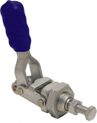 Gibraltar - 200 Lb Load Capacity, Flush Base, Carbon Steel, Standard Straight Line Action Clamp - 5/8" Mounting Hole Diam, 0.38" Plunger Diam, Straight Handle - Exact Tooling