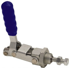 Gibraltar - 300 Lb Load Capacity, Flush Base, Carbon Steel, Standard Straight Line Action Clamp - 3/4" Mounting Hole Diam, 0.44" Plunger Diam, Straight Handle - Exact Tooling