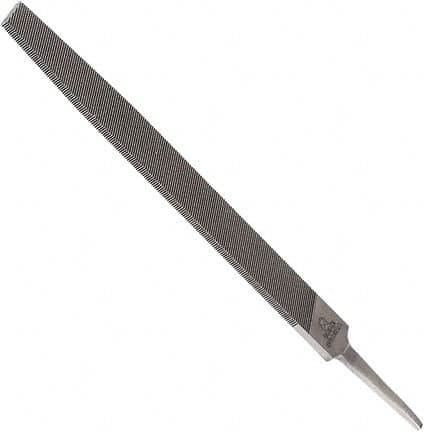 Anglo American - 10" Long, Second Cut, Flat American-Pattern File - Double Cut, 0.24" Overall Thickness, Tang - Exact Tooling