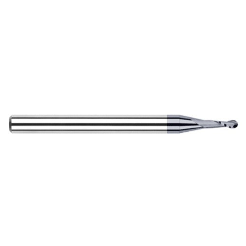 9/64″ Dia. × 3/16″ Shank × 9/16″ DOC × 2″ OAL, Carbide AlTiN, Stub|Standard , 2 Flute, Ballnose End Mill - Exact Tooling