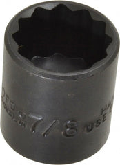 Proto - 7/8", 3/8" Drive, Standard Hand Socket - 12 Points, 1-7/16" OAL, Alloy Steel, Black Finish - Exact Tooling