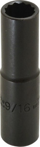 Proto - 9/16", 1/2" Drive, Deep Hand Socket - 12 Points, 3-1/4" OAL, Alloy Steel, Black Finish - Exact Tooling