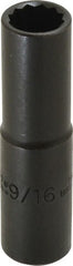 Proto - 9/16", 1/2" Drive, Deep Hand Socket - 12 Points, 3-1/4" OAL, Alloy Steel, Black Finish - Exact Tooling