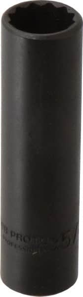 Proto - 5/8", 1/2" Drive, Deep Hand Socket - 12 Points, 3-1/4" OAL, Alloy Steel, Black Finish - Exact Tooling