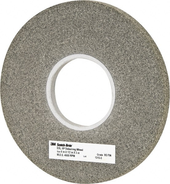 3M - 8" Diam, 1/2" Face Width, 3" Center Hole, Fine Grade, Silicon Carbide Deburring Wheel - Convolute, Extra Hard Density 9 Grade, 4,500 RPM - Exact Tooling