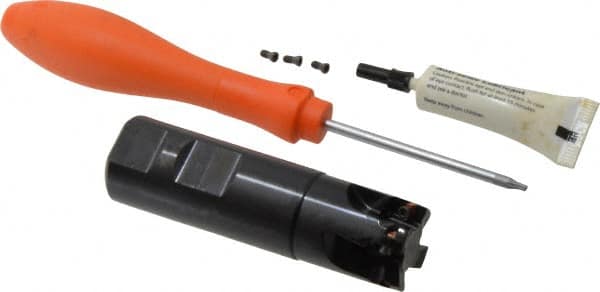 Kennametal - 1" Cut Diam, 0.395" Max Depth of Cut, 1" Shank Diam, 3.53" OAL, Indexable Square Shoulder End Mill - EC10.., EP10.. Inserts, Weldon Shank, 0° Lead Angle, Through Coolant - Exact Tooling