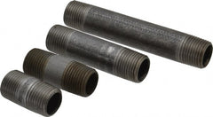 Made in USA - 100 Piece, 1/2" Pipe, Black Finished Steel Pipe Nipple Set - Schedule 40, (20) Close, (10) 1-1/2, (15) 2, (10) 2-1/2, (10) 3, (5) 3-1/2, (10) 4, (5) 4-1/2, (5) 5, (5) 5-1/2, (5) 6 - Exact Tooling