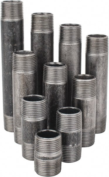 Made in USA - 100 Piece, 3/4" Pipe, Black Finished Steel Pipe Nipple Set - Schedule 40, (25) Close, (20) 2, (10) 2-1/2, (10) 3, (5) 3-1/2, (10) 4, (5) 4-1/2, (5) 5, (5) 5-1/2, (5) 6 - Exact Tooling