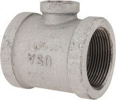 Made in USA - Class 150, 1-1/2 x 1-1/2 x 1/2" Galvanized Pipe Reducing Tee - Threaded, Malleable Iron - Exact Tooling