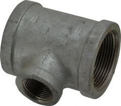 Made in USA - Class 150, 1-1/2 x 1-1/2 x 3/4" Galvanized Pipe Reducing Tee - Threaded, Malleable Iron - Exact Tooling