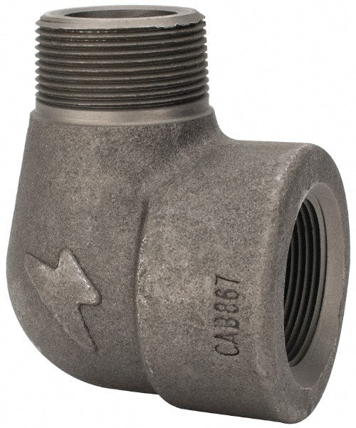 Made in USA - Size 1-1/2", Class 3,000, Forged Carbon Steel Black Pipe 90° Street Elbow - 3,000 psi, Threaded End Connection - Exact Tooling