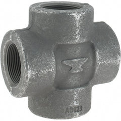 Made in USA - Size 1-1/2", Class 3,000, Forged Carbon Steel Black Pipe Cross - 3,000 psi, Threaded End Connection - Exact Tooling