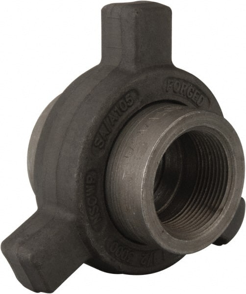 Made in USA - Size 1-1/2", Class 3,000, Forged Carbon Steel Black Pipe Lug Union - 3,000 psi, Threaded End Connection - Exact Tooling