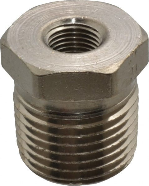 Value Collection - 1/2 x 1/8" Internal Pipe, Brass Hex Bushing - MNPT x FNPT - Exact Tooling
