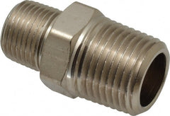 Value Collection - 1/2 x 3/8" Internal Pipe, Brass Hex Nipple Reducer - MNPT - Exact Tooling