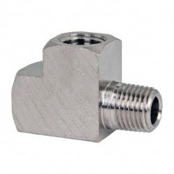 Value Collection - 1/4" Internal Pipe, Brass Street Tee - FNPT x MNPT - Exact Tooling