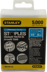 Stanley - 27/64" Wide Galvanized Steel Heavy Duty Power Crown Staples - 1/4" Leg Length - Exact Tooling