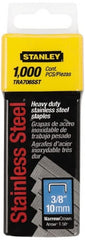 Stanley - 27/64" Wide Stainless Steel Narrow Crown Staples - 3/8" Leg Length - Exact Tooling