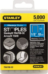 Stanley - 27/64" Wide Galvanized Steel Heavy Duty Power Crown Staples - 1/2" Leg Length - Exact Tooling