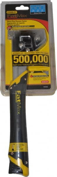 Stanley - Manual Hammer Tacker - 5/16, 3/8, 1/2" Staples, Chrome & Black, Steel - Exact Tooling