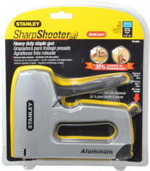 Stanley - Manual Staple Gun - 1/4, 5/16, 3/8, 1/2, 9/16" Staples, Yellow & Black, Aluminum - Exact Tooling