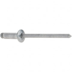 Stanley - Button Head Aluminum Color Coded Blind Rivet - Aluminum Mandrel, 0.188" to 1/4" Grip, 1/4" Head Diam, 0.125" to 0.133" Hole Diam, 0.4" Length Under Head, 1/8" Body Diam - Exact Tooling