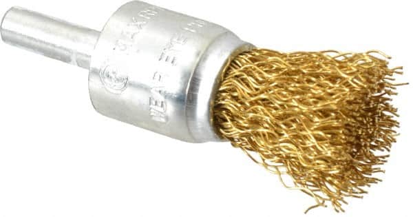 Value Collection - 3/4" Brush Diam, End Brush - Medium Grade, 1/4" Diam Shank, 20,000 Max RPM - Exact Tooling