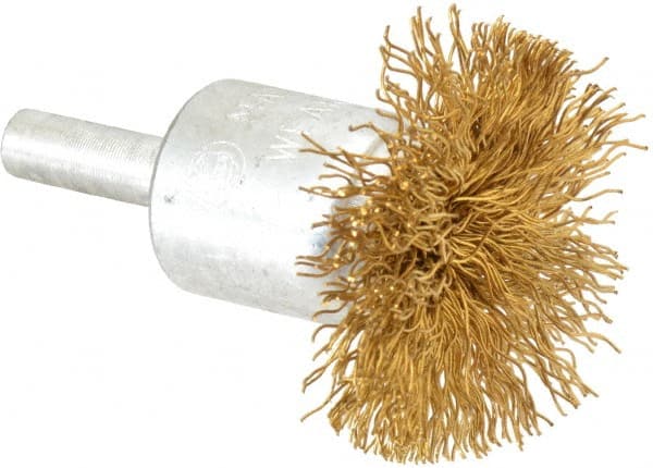 Value Collection - 3/4" Brush Diam, Flared End Brush - Medium Grade, 1/4" Diam Shank, 15,000 Max RPM - Exact Tooling