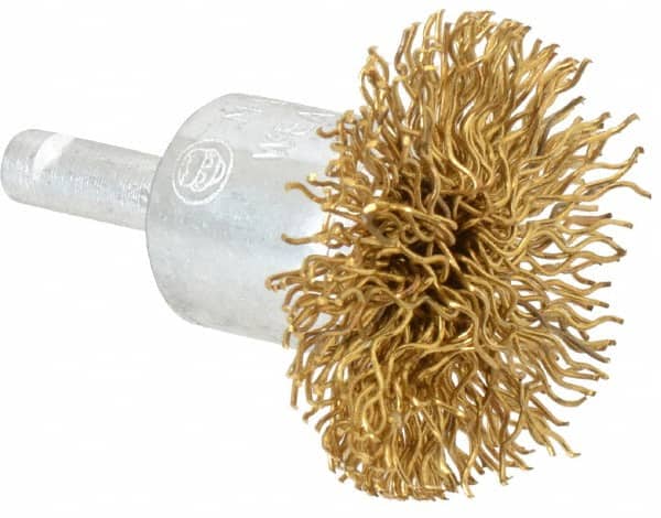 Value Collection - 1-1/2" Brush Diam, Flared End Brush - Coarse Grade, 1/4" Diam Shank, 15,000 Max RPM - Exact Tooling