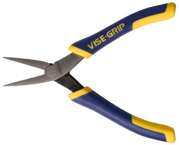 Irwin - 5-1/4" OAL, 1-1/4" Jaw Length x 9/16" Jaw Width, Pliers - Machined Jaw, Flat Nose Head, ProTouch Handles - Exact Tooling