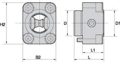 Kennametal - Neutral Cut, KM25 Modular Connection, Adapter/Mount Lathe Modular Clamping Unit - 24mm Square Shank Diam, 1.102" OAL, Series NCM-SF Flange Mount - Exact Tooling