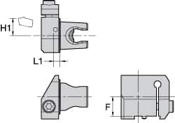 Kennametal - System Size KM25, Right Hand Cut, Modular Cutoff Cutting Unit Head - A2 BHSN19X... Insert Style, 0.189" Head Length, 0.4921" Center to Cutting Edge, Series A2 - Exact Tooling